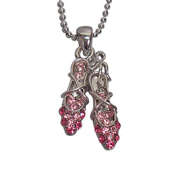 Pink Rhinestone Ballet Shoe Necklace| Collier de Ballet Rose Cristal