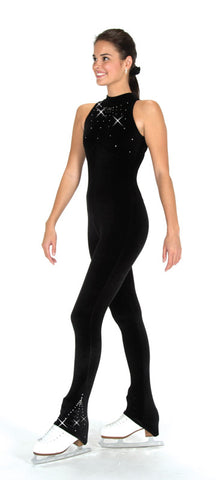 High Neck Velour One Piece Unitard|Unitard Velour Noir