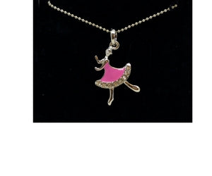 Pink Ballet Dancer Necklace Pendant| Rose Ballet Dancer Collier