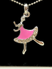 Pink Ballet Dancer Necklace Pendant| Rose Ballet Dancer Collier